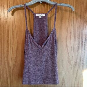 Express One Eleven V neck cut racer back Tank Top Large marled mauve color.